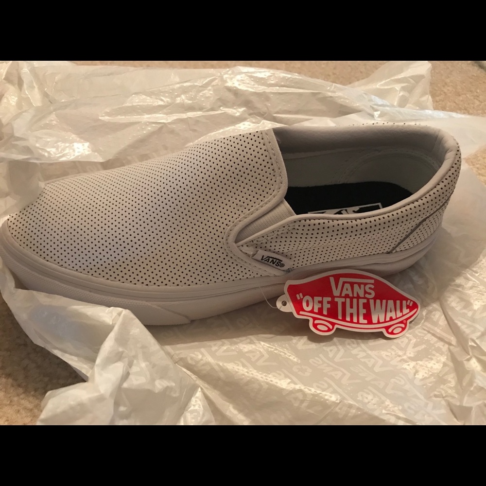 WHITE PERF VANS NEVER WORN